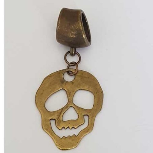 Passant  echarpe n°08 pendentif tête de mort 59 x 46 mm