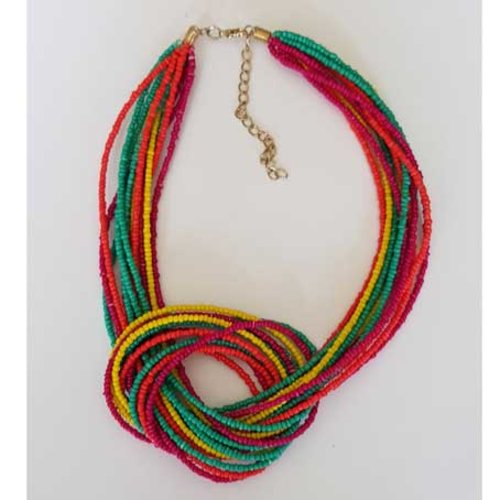 Collier n°14 fils en perles 12 brins de 55 cm