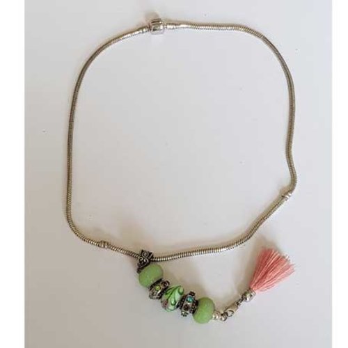 Collier n°05 clip serpent européen 45 cm fermoir clip lisse collier style pandora