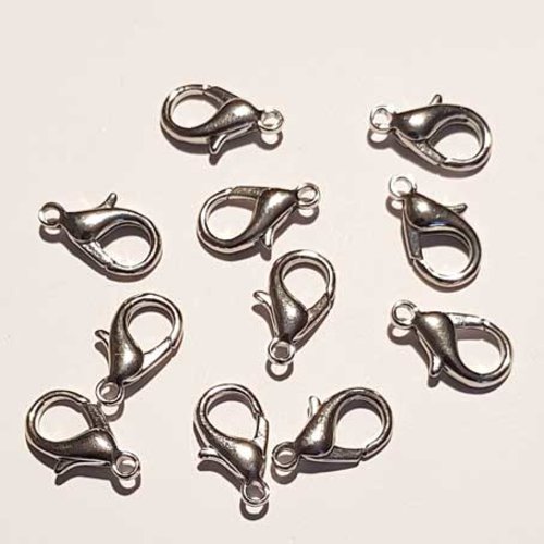 1 fermoir mousqueton 20 x 12 mm argent vieilli