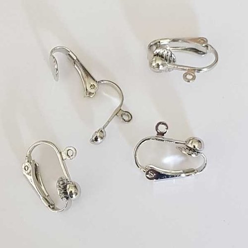 Support boucle d'oreille clip n°02 x 1 paire argent vieilli