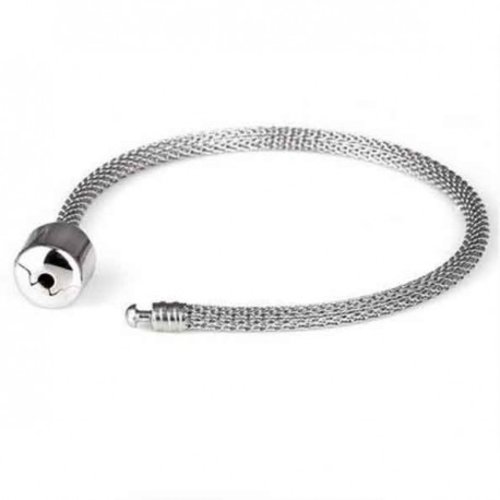 Bracelet acier inoxydable n°02 argent fermoir clip 17 cm maille serpent européen