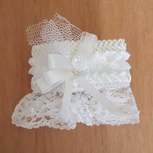 Bracelet manchette dentelle ruban nœud blanc fait main