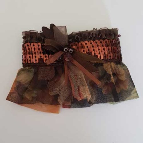 Bracelet manchette dentelle ruban nœud fait main