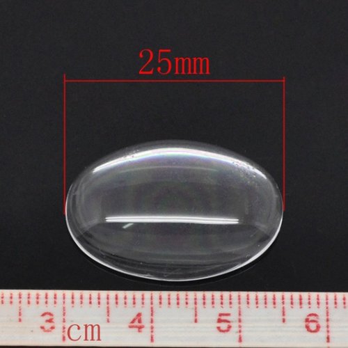 20 cabochons ovale 18 x 25 mm en verre loupe transparent n°19