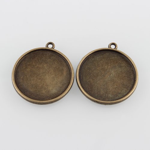 4 supports cabochons de 25 mm bronze, pendentifs cabochons 43ab