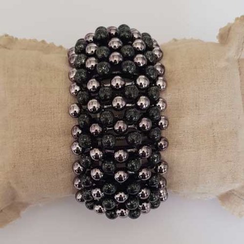 Bracelet n°19 bracelet élastique 45 mm perle bicolore