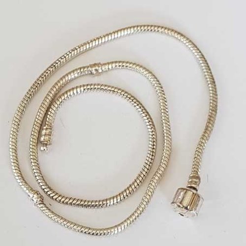 Collier serpent européen 45 cm argent n°01 fermoir clip