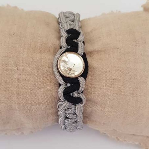 Bracelet tressé de 19.5 cm fermoir aimanté plaqué argent en zamac