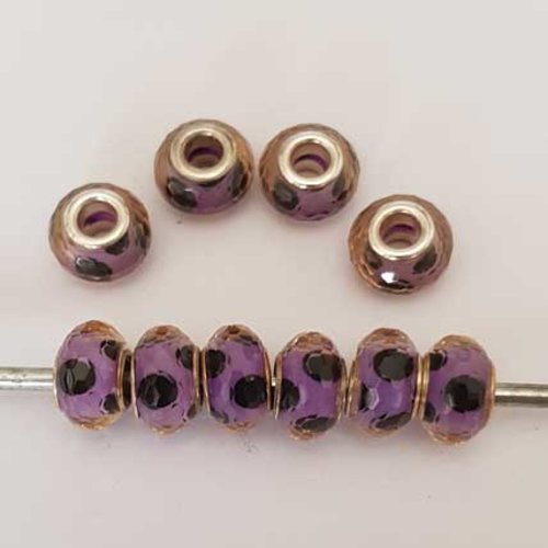 Perle n°1037-01 compatible style pandora grand trou en plastique a facette pour maille serpent