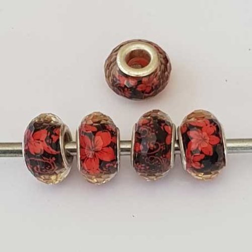 Perle n°1038 compatible style pandora grand trou en plastique a facette