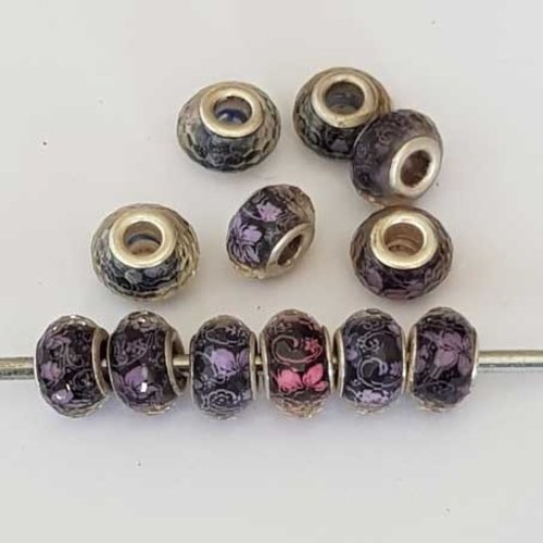 Perle n°1042 compatible style pandora grand trou en plastique a facette