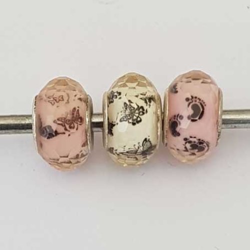 Perle n°1046 compatible style pandora grand trou en plastique a facette x 3 pièces