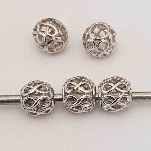 Perle n°1124 argent compatible style pandora grand trou en métal ronde infini