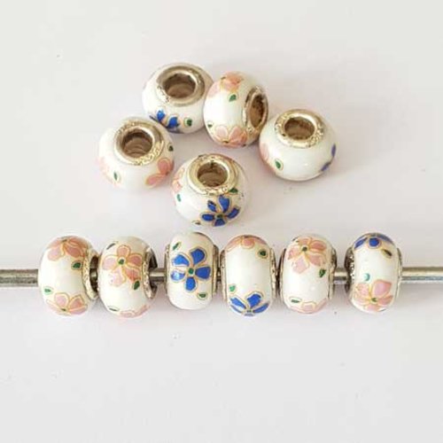 Perle n°1050 compatible style pandora grand trou ronde en verre