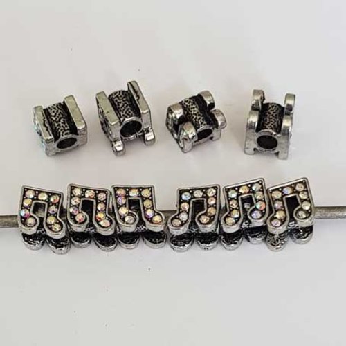 Perle n°1055 note musique strass ab compatible style pandora grand trou