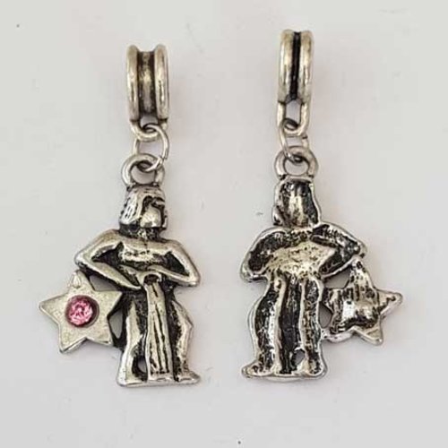 Breloque signe zodiaque verseau métal argenté n°05 avec strass