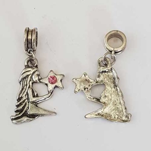Breloque signe zodiaque vierge métal argenté n°05 avec strass
