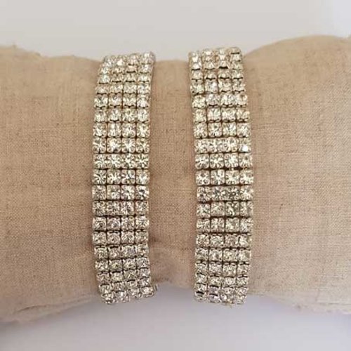 Bracelet élastique 4 rangées de strass