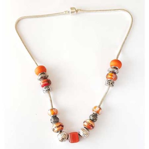 Collier n°10 clip serpent européen 49 cm fermoir clip lisse collier style pandora