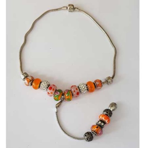 Collier n°14 clip serpent européen 40 cm fermoir clip noté love collier style pandora