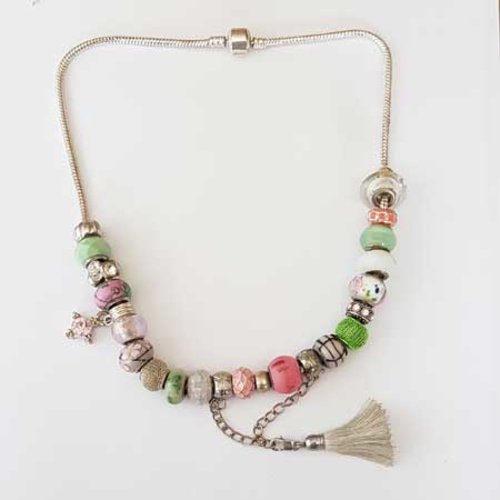 Collier n°16 clip serpent européen 45 cm fermoir clip lisse collier style pandora