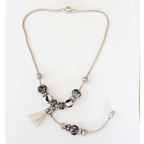 Collier n°17 clip serpent européen 45 cm fermoir clip lisse collier style pandora