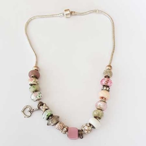 Collier n°21 clip serpent européen 45 cm fermoir clip lisse collier style pandora