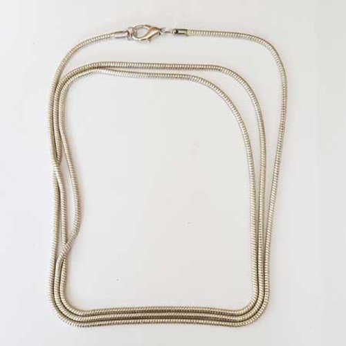 Collier serpent européen 135 cm argent n°01 fermoir mousqueton sautoir