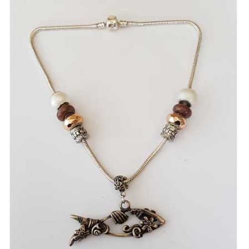 Collier n°22 clip serpent européen 40 cm fermoir clip noté love collier style pandora
