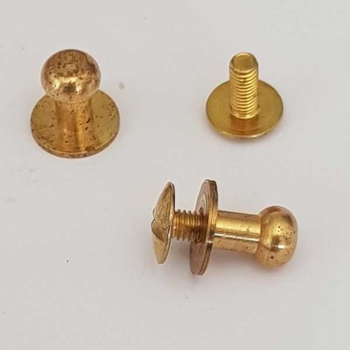 Lot n°005 x 2 rivets à vis clous à vis cône à vis bouton de col vis chicago en métal doré 9 x 9 mm