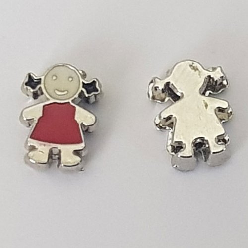 Lot n°009 x 2 perles passants pour cuir 8 mm enfant fille