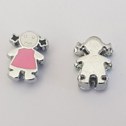 Lot n°010 x 2 perles passants pour cuir 8 mm enfant fille