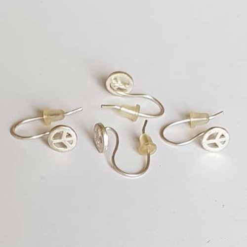 Lot n°022 x 2 paires support boucle d'oreille hameçon argent peace and love