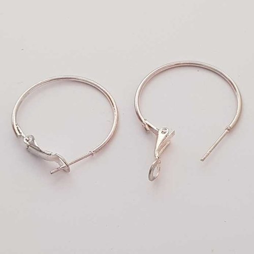 Lot n°024 x 2 paires support boucle d'oreille créole 25 mm argent