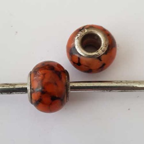 Lot 2 perles n°008 ronde compatible européen style pandora