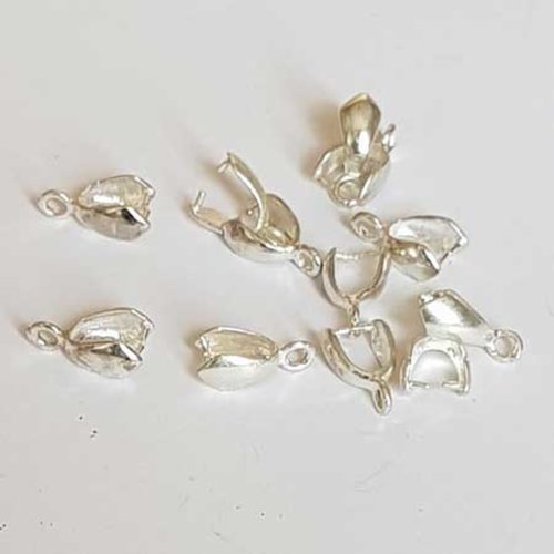 Bélière à pincer en métal argenté 11 x 7 mm argent