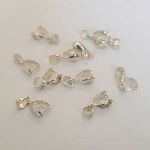 Bélière à pincer en métal argenté 15 x 7 mm argent