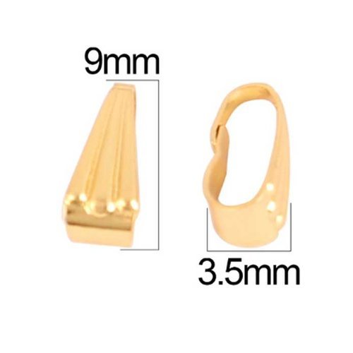 X 5 bélières à pincer n°03 en acier inoxydable 3.5 x 9 mm doré