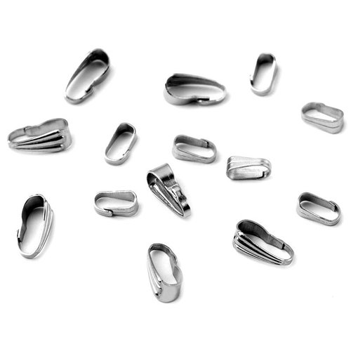 X 5 bélières à pincer n°03 en acier inoxydable 3 x 6 mm argent