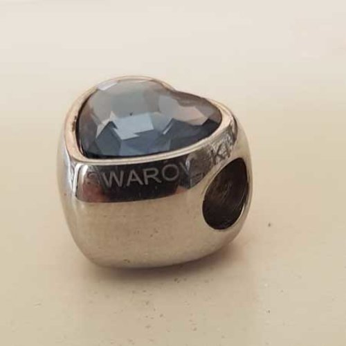 Perle en acier coeur swarovski 181951- 508 compatible chaine serpent européen pandora
