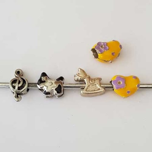 Lot 5 perles n°011 chien coeur cheval musique compatible européen style pandora