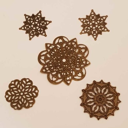 Lot n°05 5 estampes filigrane rondes etoile bronze