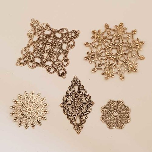 Lot n°06 5 estampes filigrane rondes etoile carré argent