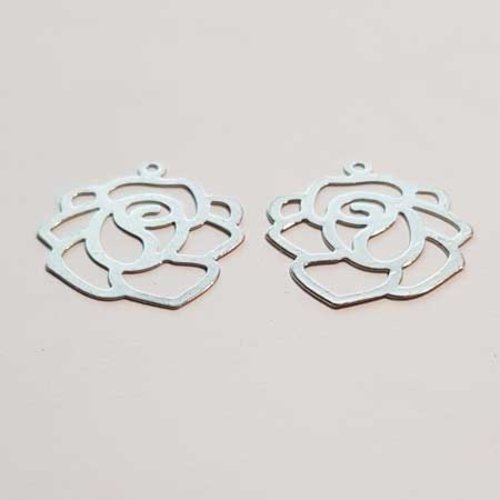 Lot n°15 2 estampes filigrane fleurs 20 mm argent filigrane