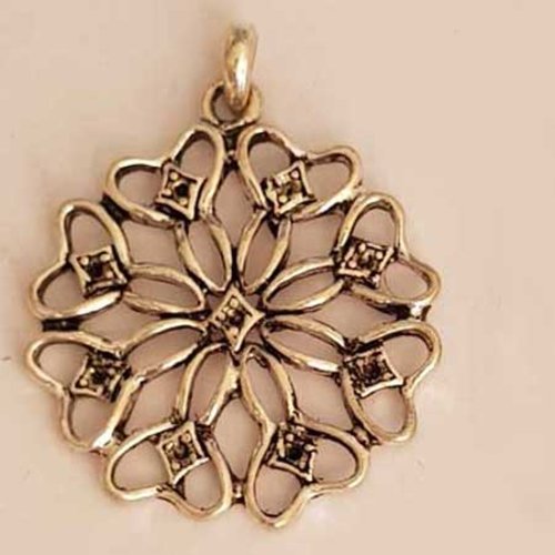 Lot n°21 2 breloques fleurs 32 mm argent intercalaire entre deux