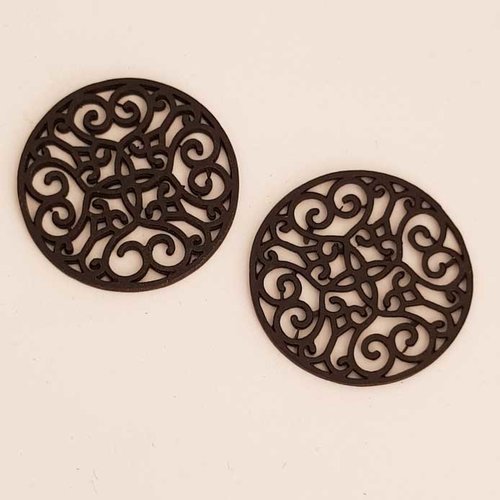 Lot n°23 2 breloques rondes 30 mm noir intercalaire entre deux