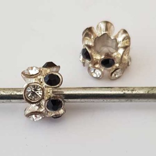 Lot 2 perles n°018 rondes métal argenté compatible européen style pandora