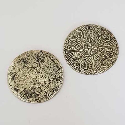 Lot n°30 3 breloques rondes 43 mm argent intercalaire entre deux