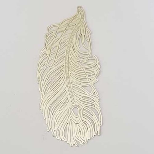 Lot n°39 1 breloque feuille 83 mm argent estampe plume filigrane
